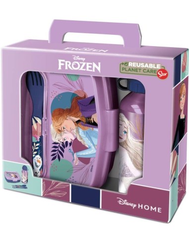 Valigetta regalo con borraccia alluminio e portamerenda con posate - Frozen