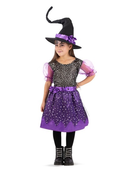 Costume strega viola stellina con cappello Tg. iv
