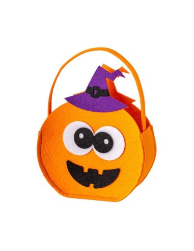 Borsetta zucca con cappello viola in feltro Cm. 15