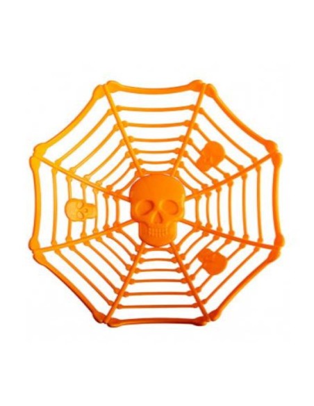 Cestino arancione con teschio Cm. 26