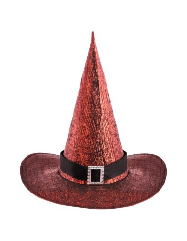 Cappello strega rosso in tessuto metallizzato con fibbia Cm. 40