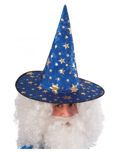 Cappello mago blu con stelline oro Cm. 35