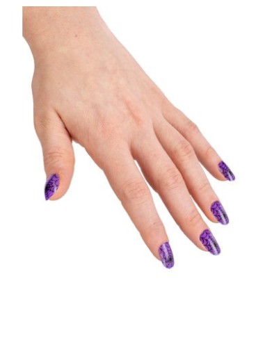 Unghie adesive viola con ragnatele