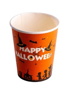 Bicchieri in carta halloween arancioni - Confezione 6 pezzi