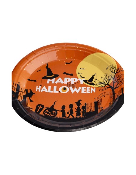 Piatti in carta halloween arancioni cm.23 - Confezione 6 pezzi