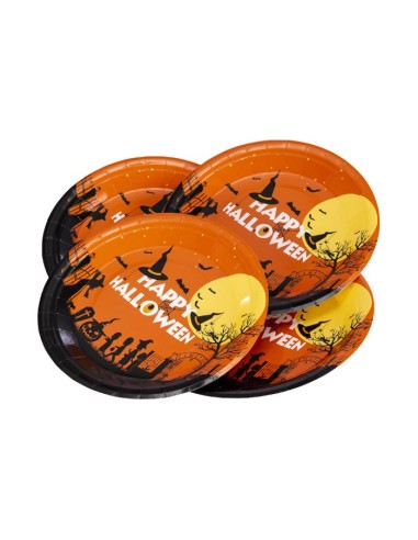 Piatti in carta halloween arancioni cm.23 - Confezione 6 pezzi