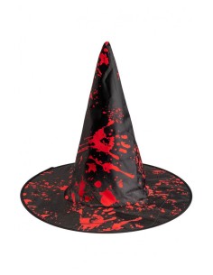 Cappello strega nero in tessuto plastificato insanguinato Cm. 34 2