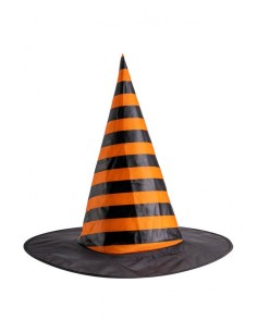Cappello strega con righe arancioni in tessuto plastificato Cm. 35