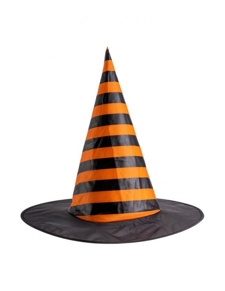 Cappello strega con righe arancioni in tessuto plastificato Cm. 35