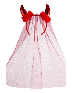 Cerchietto diavolo rosso con marabout e velo in tulle 2