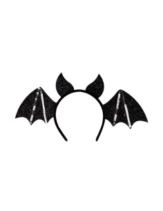 Cerchietto pipistrello nero in tessuto lurex