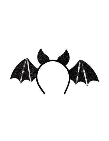 Cerchietto pipistrello nero in tessuto lurex