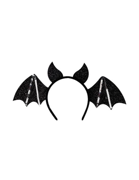 Cerchietto pipistrello nero in tessuto lurex