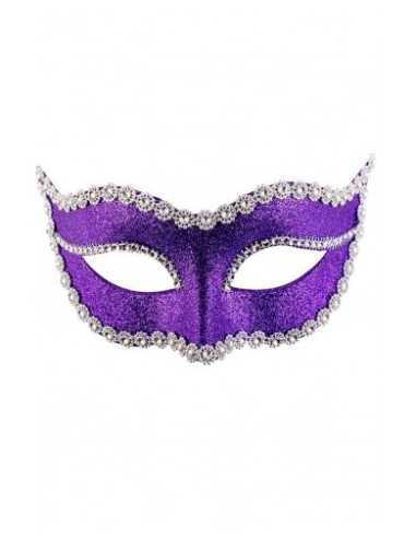 Maschera in plastica con glitter viola e strass