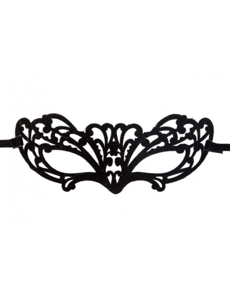 Maschera in plastica intagliata con velluto nero