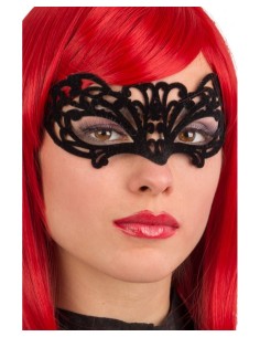 Maschera in plastica intagliata con velluto nero 2