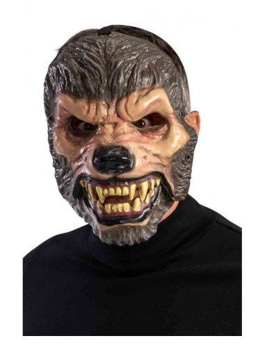 Maschera lupo in plastica con mandibola mobile
