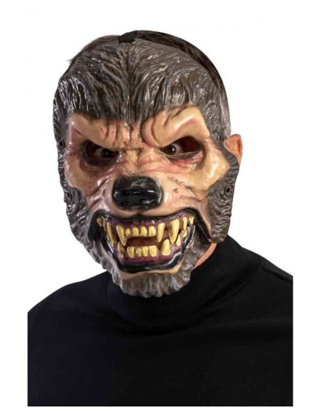 Maschera lupo in plastica con mandibola mobile