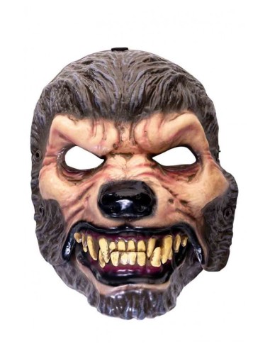 Maschera lupo in plastica con mandibola mobile