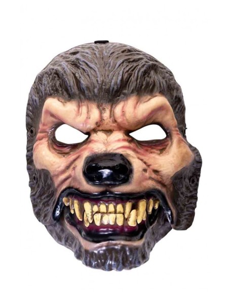 Maschera lupo in plastica con mandibola mobile