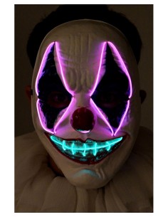 Maschera clown in plastica con decorazioni luminose