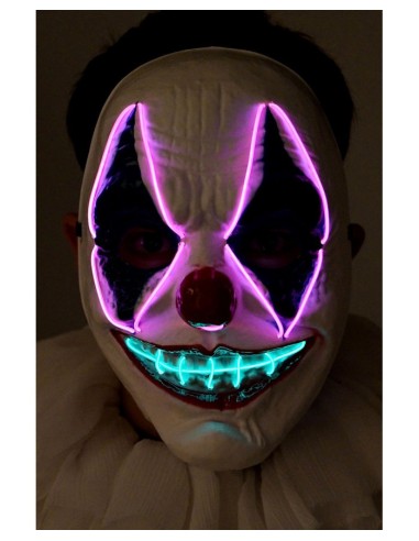 Maschera clown in plastica con decorazioni luminose