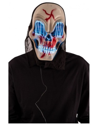Maschera scheletro in plastica con decorazioni luminose