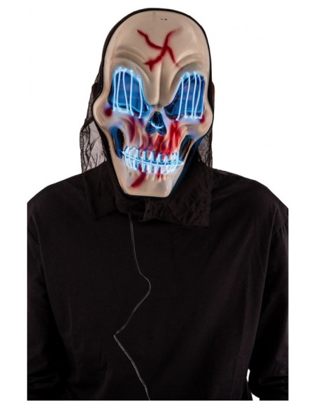 Maschera scheletro in plastica con decorazioni luminose