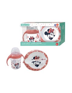 Set regalo Baby con bicchiere con maniglie e beccuccio + piatto + cucchiaio - Minnie
