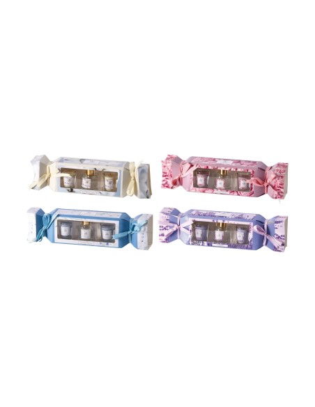 Set regalo con diffusore essenza 50 ML + 2 candele - Fragranze assortite