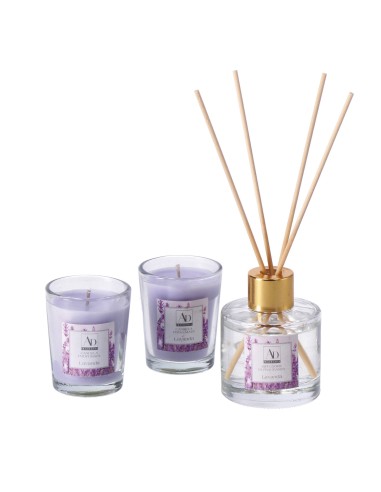 Set regalo con diffusore essenza 50 ML + 2 candele - Fragranze assortite