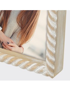Portafoto in legno bianco/naturale effetto spirale Cm. 20x15 - Foto Cm. 13x18 2