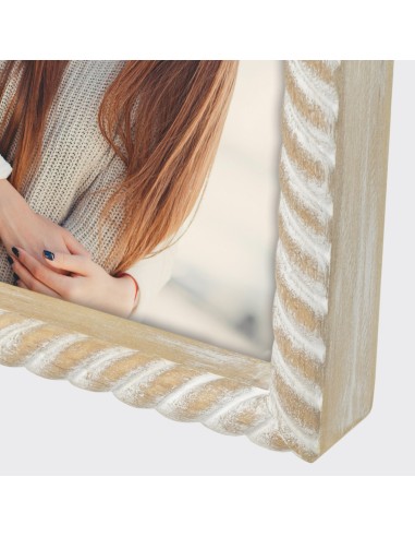 Portafoto in legno bianco/naturale effetto spirale Cm. 20x15 - Foto Cm. 13x18