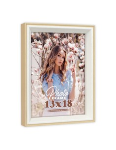 Portafoto in legno mdf Cm. 20x15 - Foto cm. 13x18 - Legno naturale e bianco