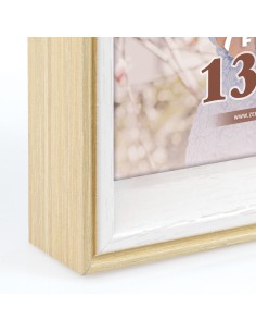 Portafoto in legno mdf Cm. 20x15 - Foto cm. 13x18 - Legno naturale e bianco 2