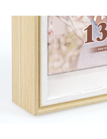 Portafoto in legno mdf Cm. 20x15 - Foto cm. 13x18 - Legno naturale e bianco