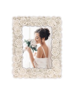 Portafoto in resina Cm. 20x25 - Foto cm. 13x18 - Rose bianche