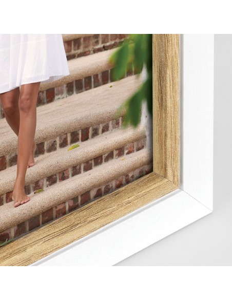 Portafoto in legno bianco e legno chiaro Cm. 21x16 - Foto cm. 13x18