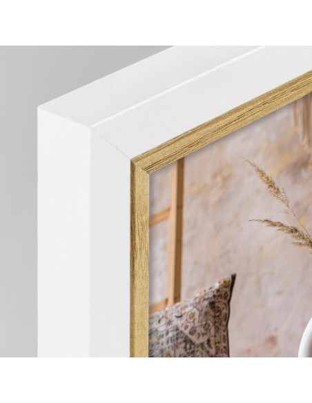 Portafoto in legno doppio per 2 foto cm. 13x18 Bianco e marrone