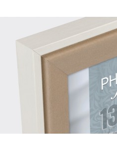 Portafoto in legno mdf Cm. 18x23 - Foto cm. 13x18 - Legno naturale e bianco 2