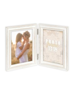 Portafoto in legno effetto vintage per 2 foto cm. 13x18