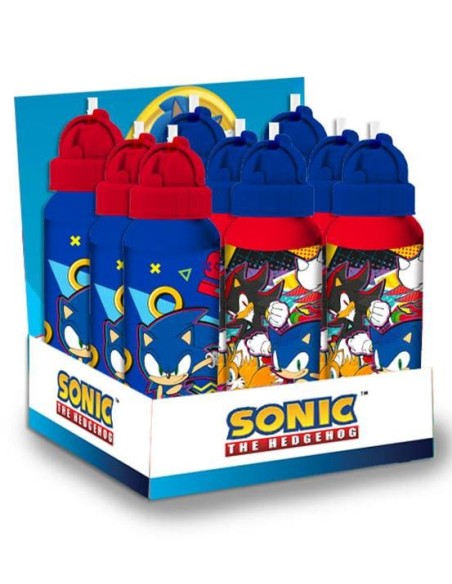 Borraccia alluminio 550 ML con cannuccia - Sonic - Soggetti assortiti