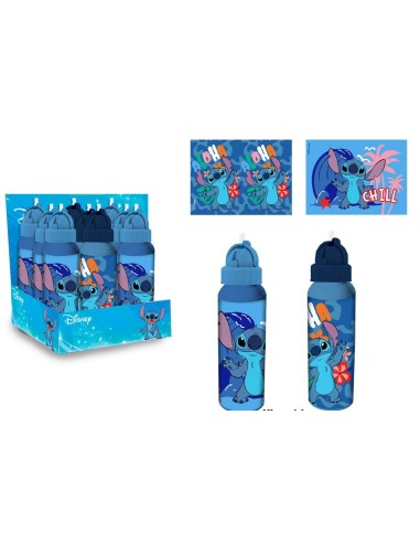 Borraccia alluminio 550 ML con cannuccia - Stitch - Soggetti assortiti