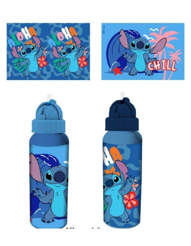 Borraccia alluminio 550 ML con cannuccia - Stitch - Soggetti assortiti