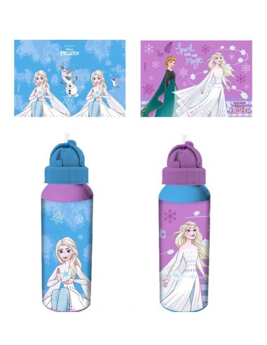 Borraccia alluminio 550 ML con cannuccia - Frozen - Soggetti assortiti