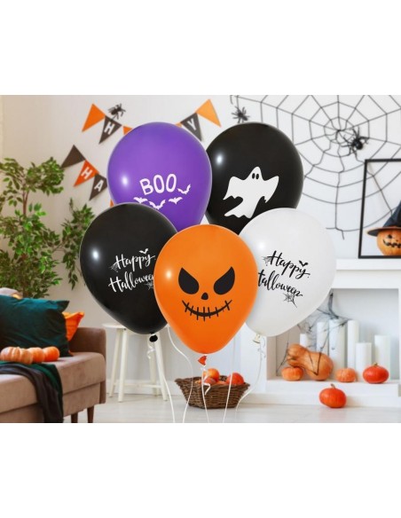 Palloncini lattice 12" Happy Halloween - Blister 5 pezzi