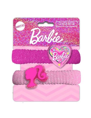 Fermacapelli elastici glitterati - Barbie - Blister 2 pezzi