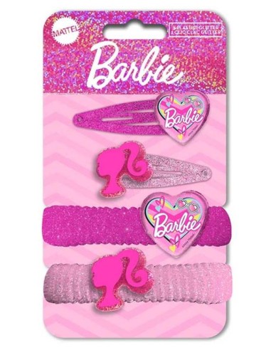 Fermacapelli 2 elastici + 2 clic clac - Barbie - Blister 4 pezzi