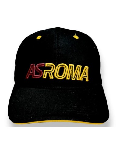 Cappello con visiera nero con scritta ricamata - AS Roma