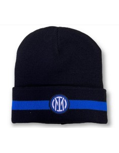 Cappello cuffia acrilico con logo ricamato nero - FC Inter